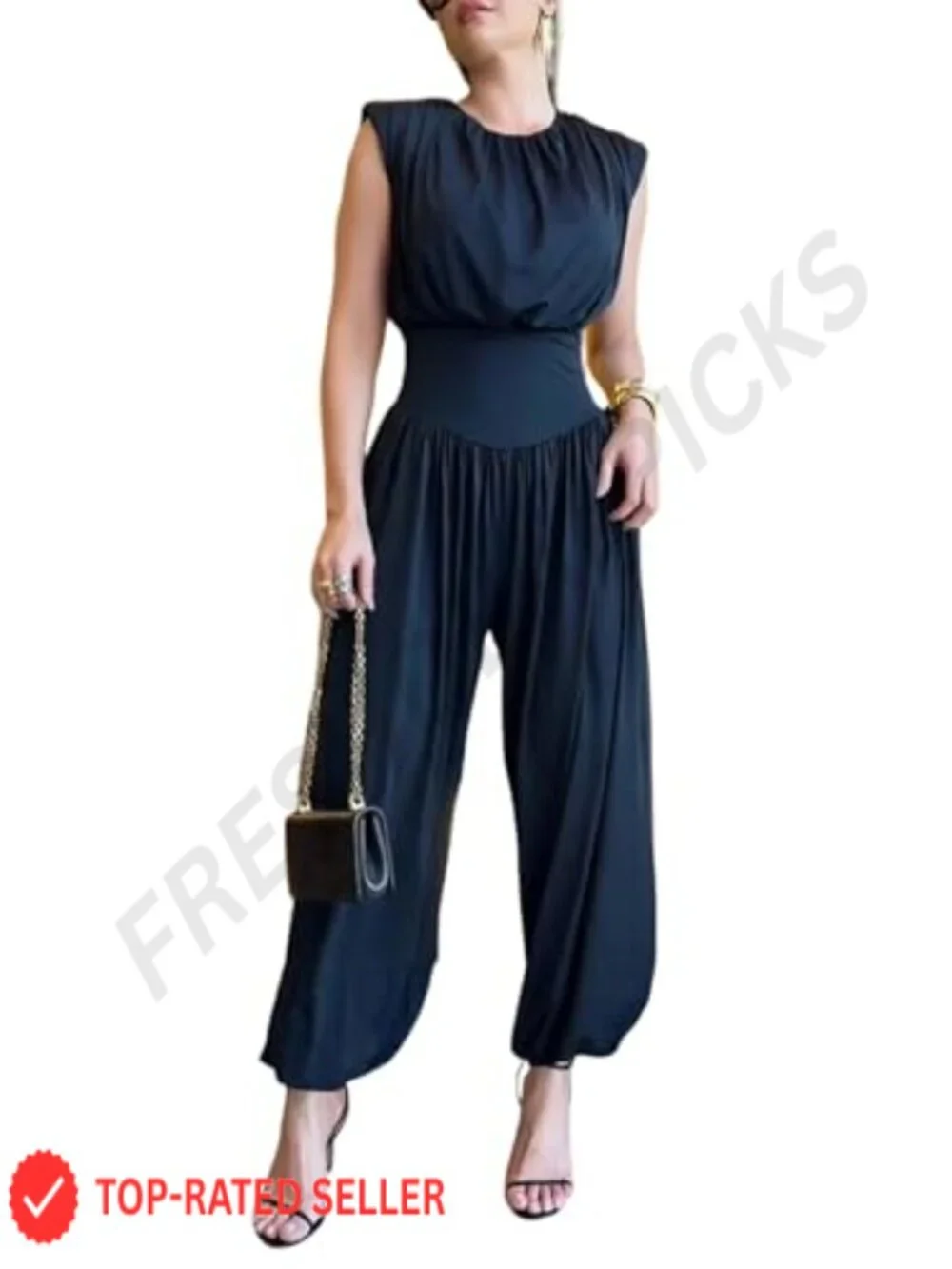 Womens Dressy Jumpsuit Sleeveless High Slit One Piece Vacation Casual Outfit